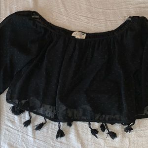 LA hearts off the shoulder top